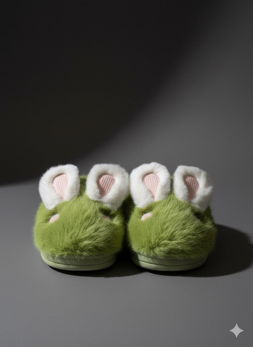 Green Faux Fur Slippers