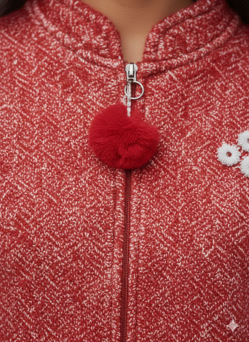 Two-Tone Cable Trim Possum Merino Wool Silk Jacket