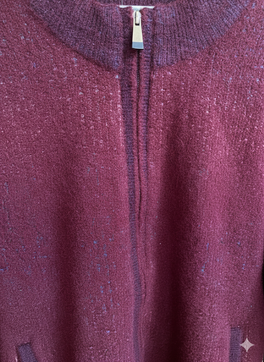 Premium Full-Zip Maroon Sweater For Men