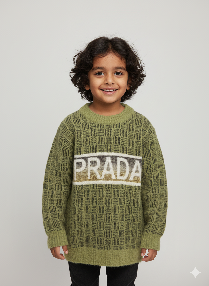 Olive Green Designer Knit Sweater