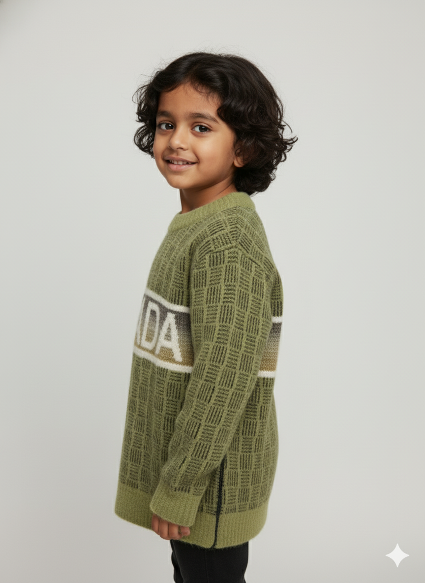 Olive Green Designer Knit Sweater