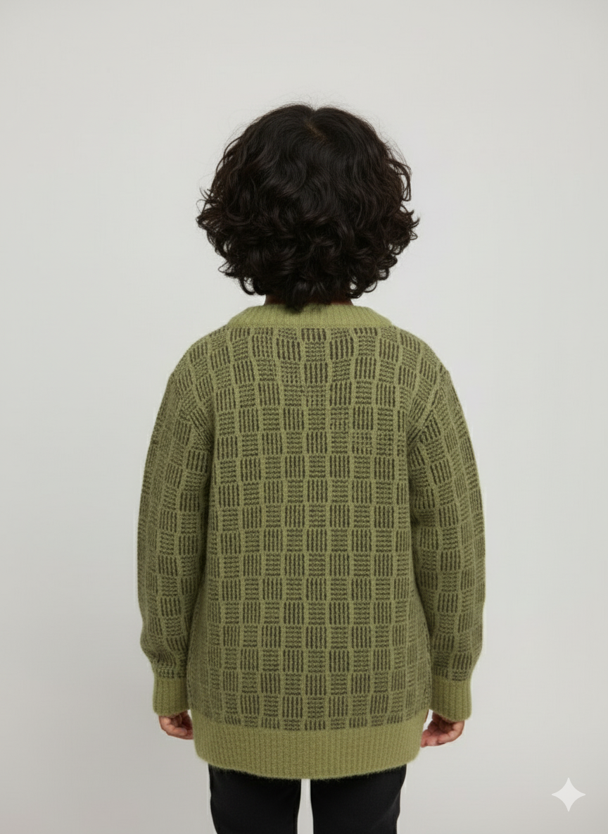 Olive Green Designer Knit Sweater