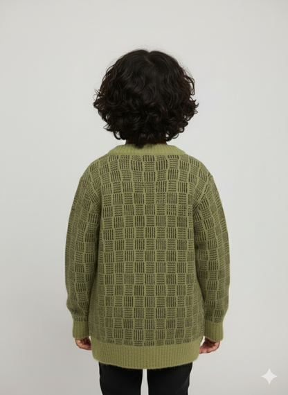 Olive Green Designer Knit Sweater
