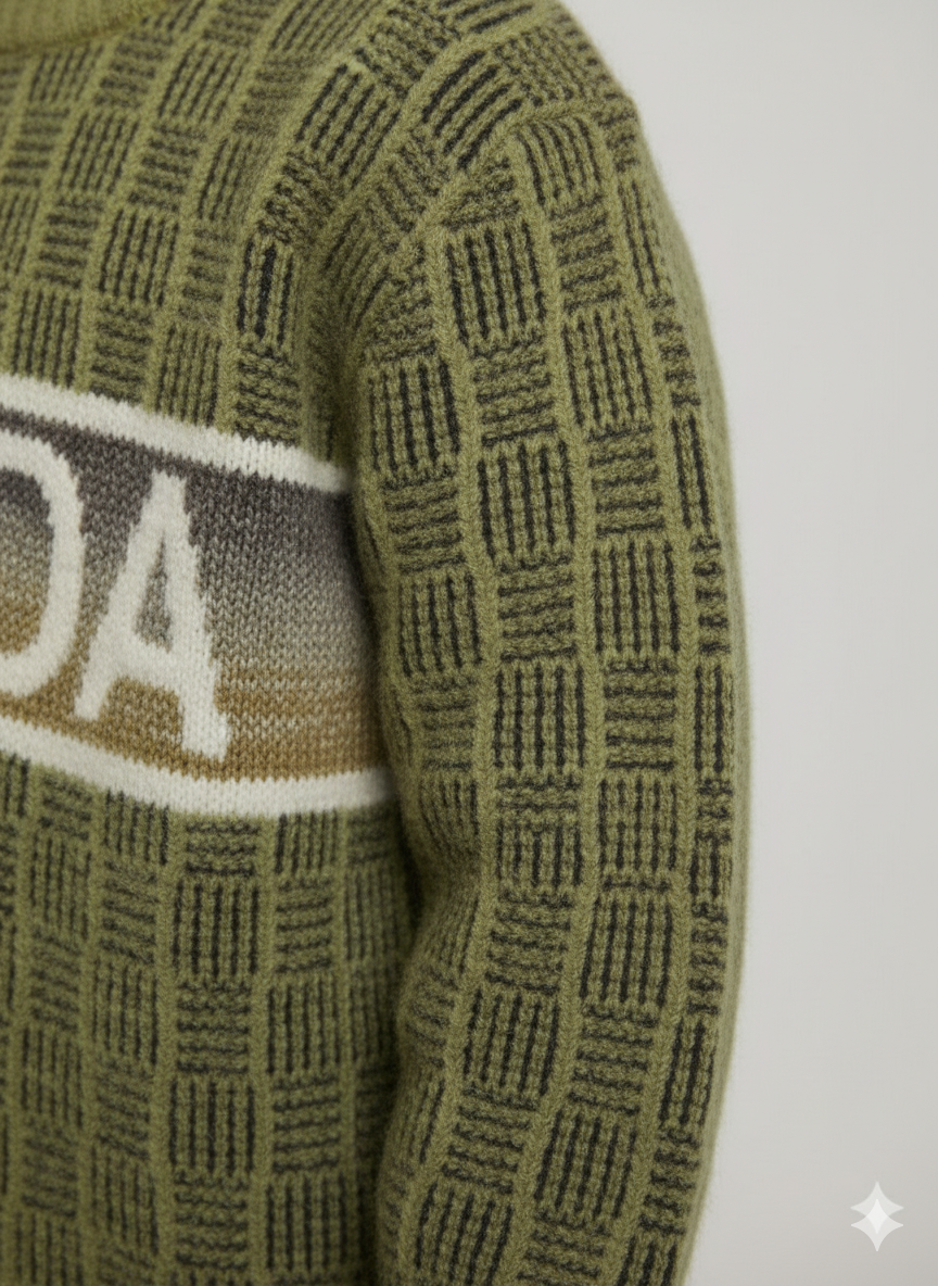 Olive Green Designer Knit Sweater
