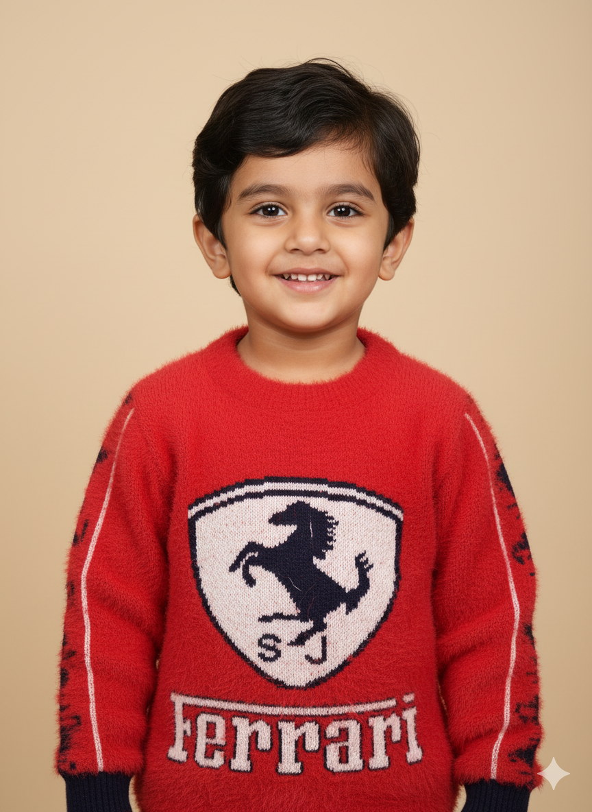 Ferrari Themed Sweater For Boy