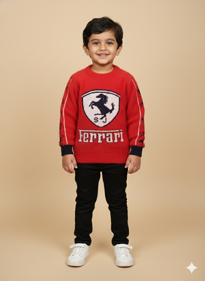 Ferrari Themed Sweater For Boy