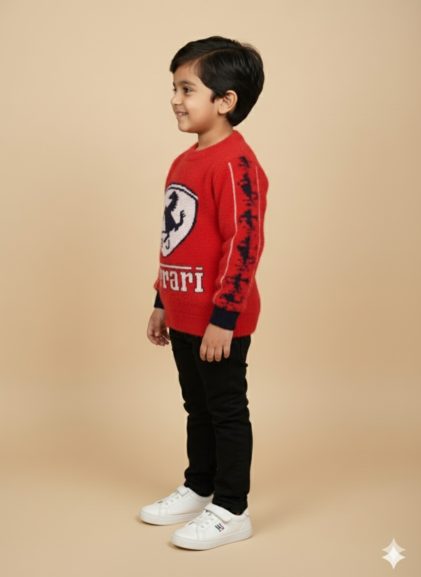 Ferrari Themed Sweater For Boy