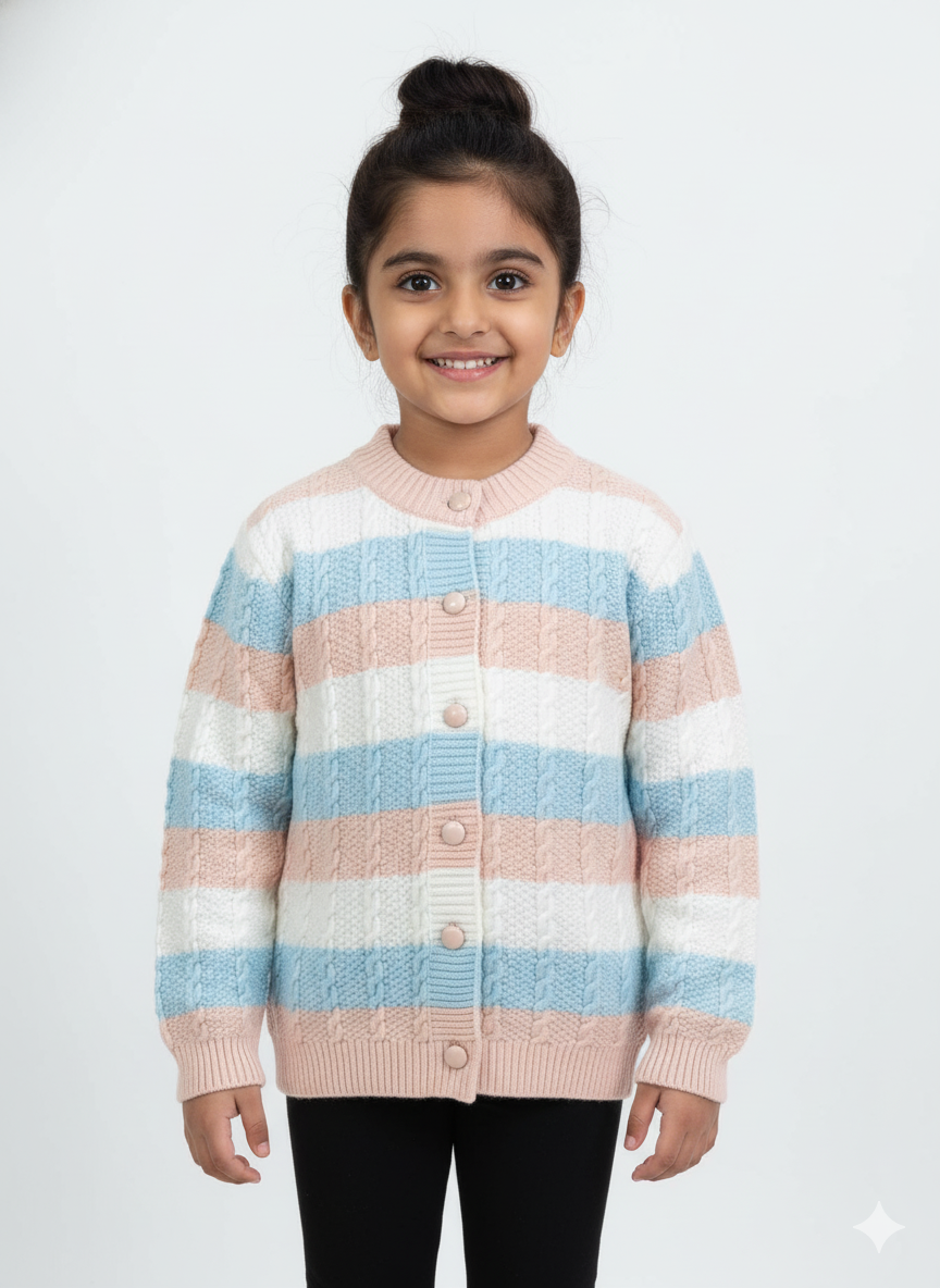 Multi Colored Knit Cardigan For Girl