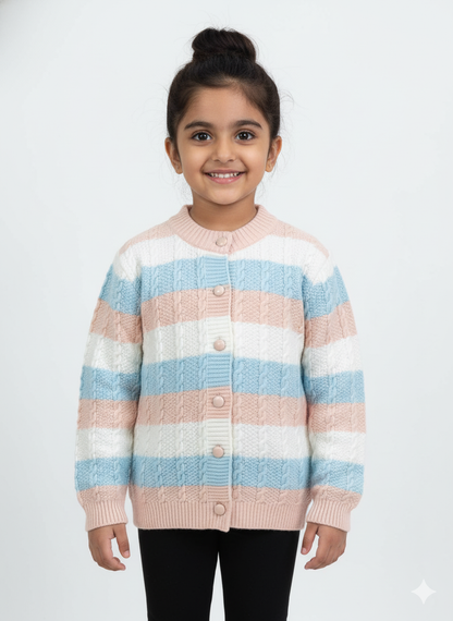 Multi Colored Knit Cardigan For Girl