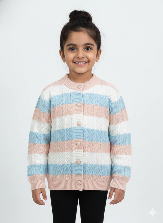 Multi Colored Knit Cardigan For Girl