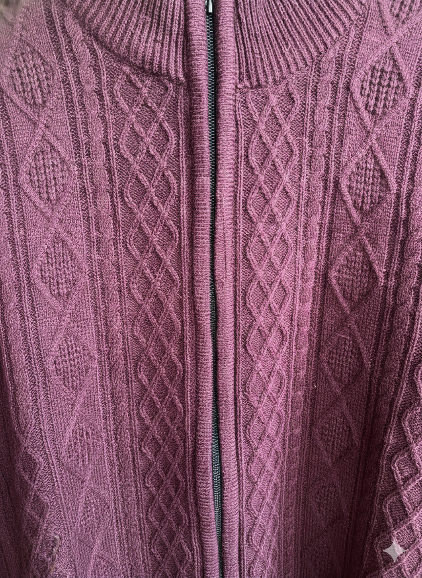 Premium Maroon Full-Zip Sweater For Men