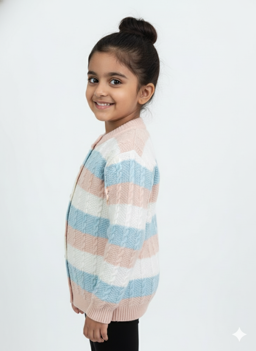 Multi Colored Knit Cardigan For Girl