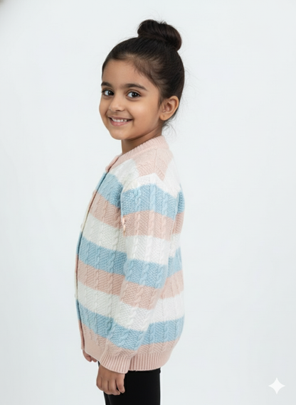Multi Colored Knit Cardigan For Girl