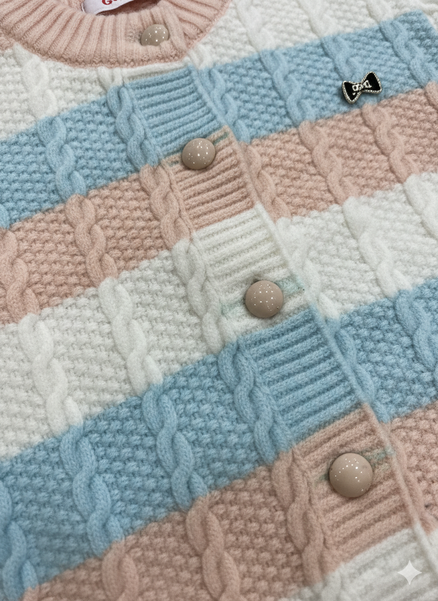 Multi Colored Knit Cardigan For Girl
