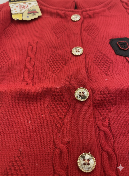Red Knit Cardigan For Girl
