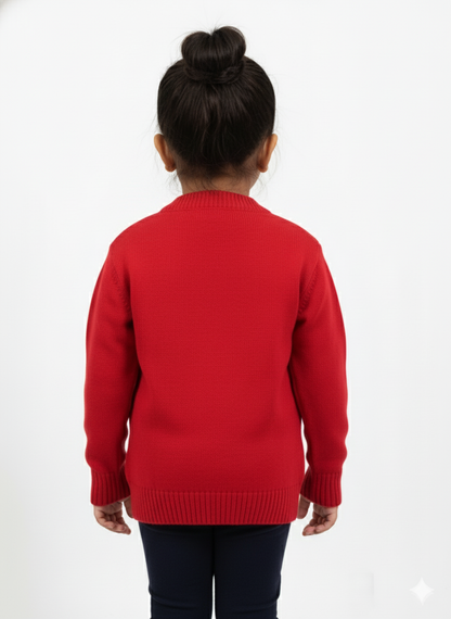 Red Knit Cardigan For Girl