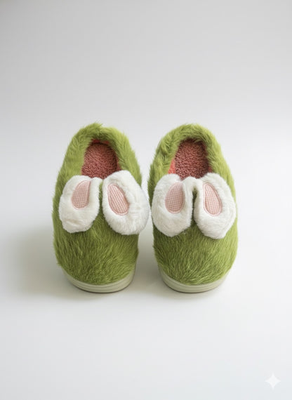 Green Faux Fur Slippers