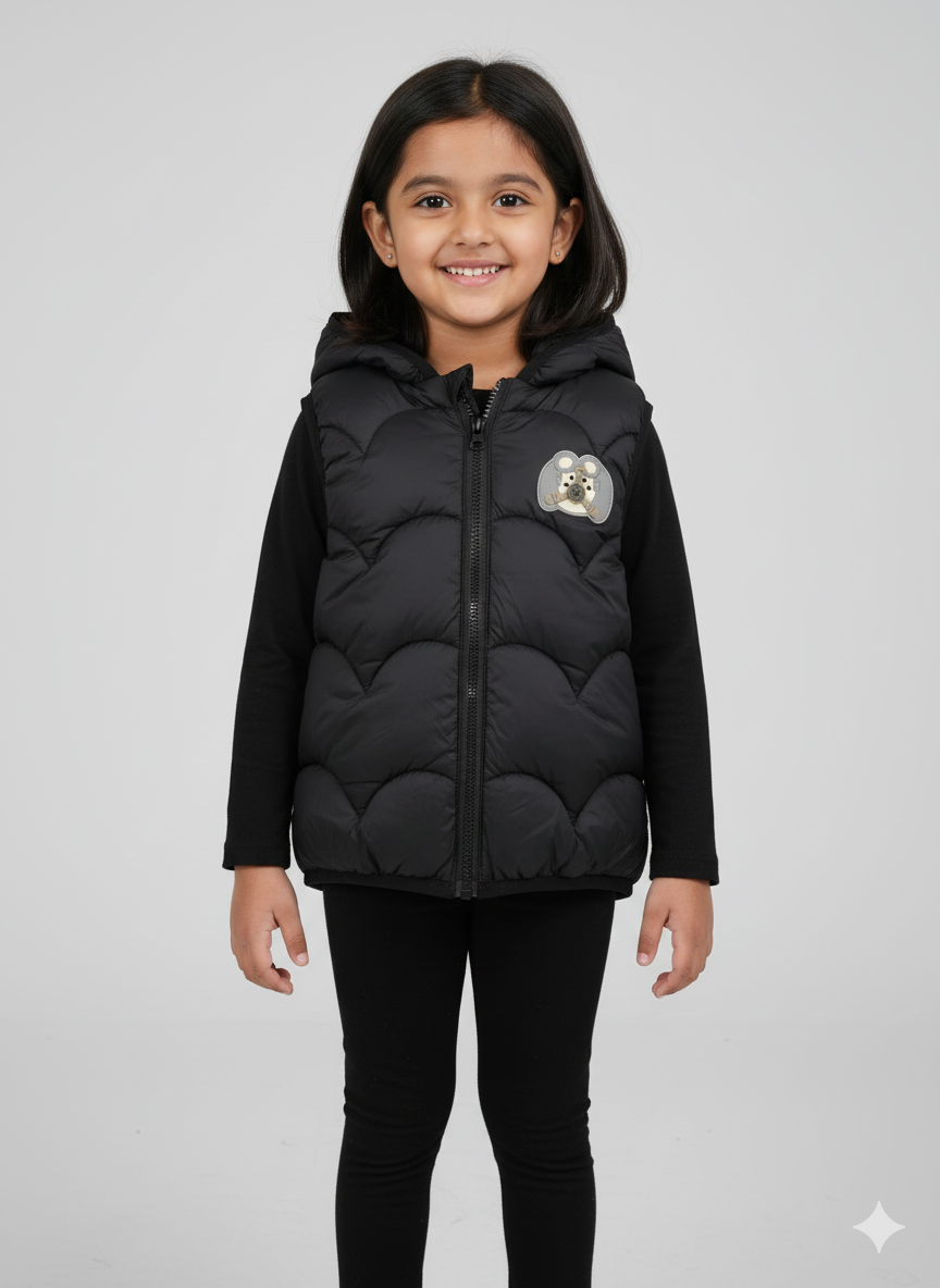 Hooded Puffer Vest For Girl