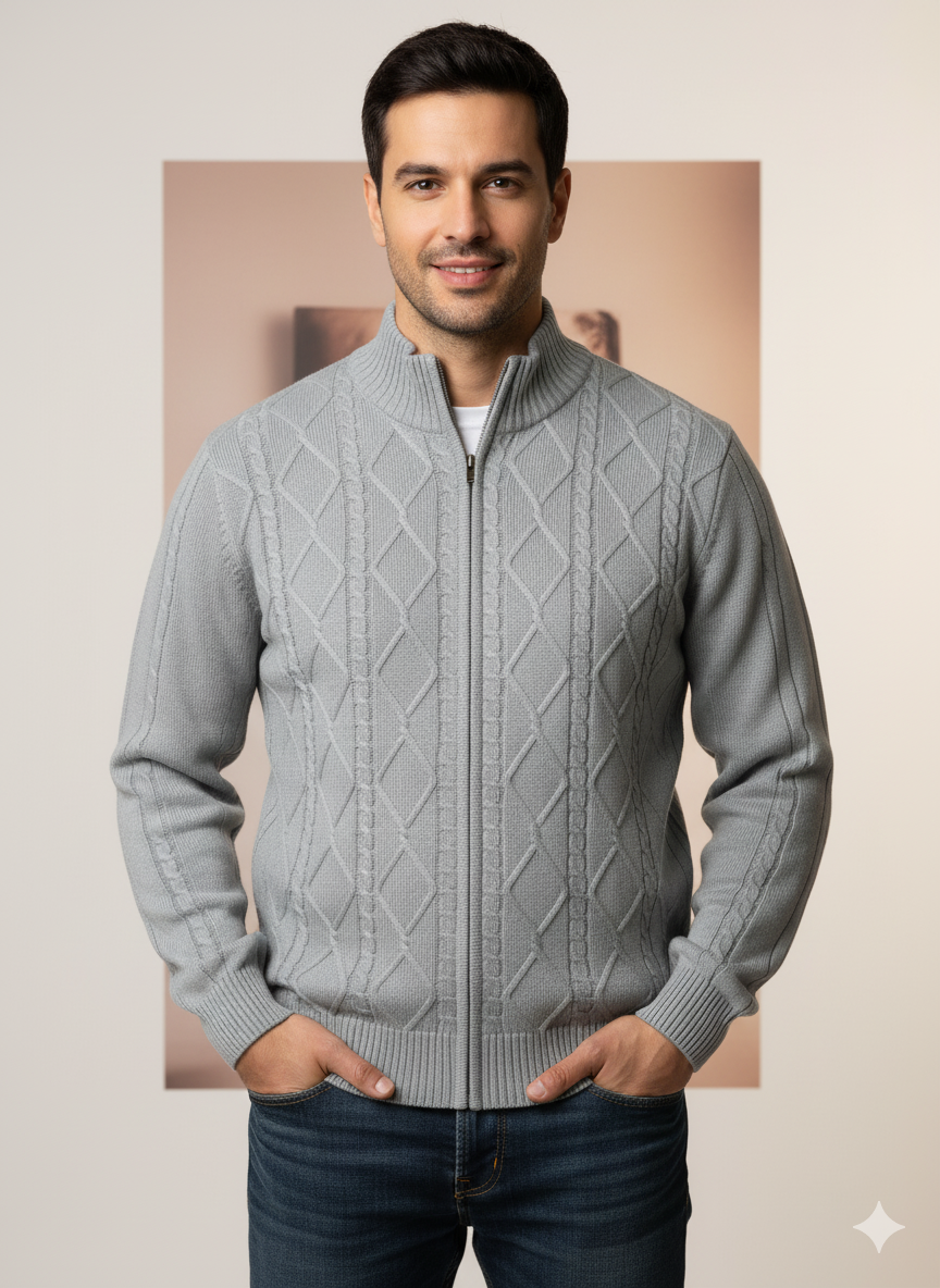 Men's Full-Zip Cable Knit Sweater