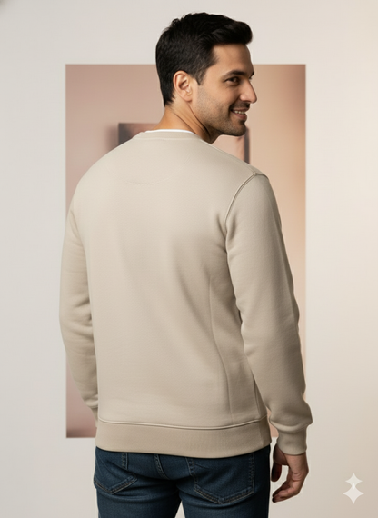 Men’s Premium Beige Crew Neck Sweatshirt