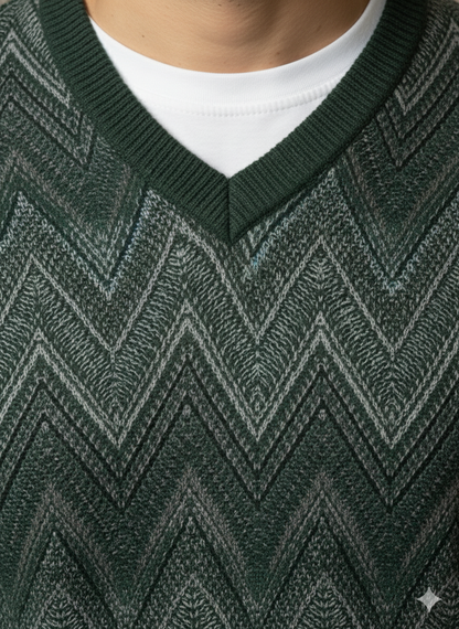 Ribbed V-neckline, Cuffs And Hem sweater For Men