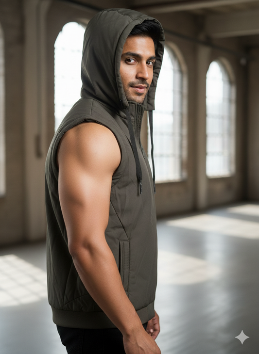 Men’s Sleeveless Hooded Puffer Vest