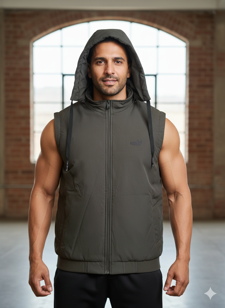 Men’s Sleeveless Hooded Puffer Vest