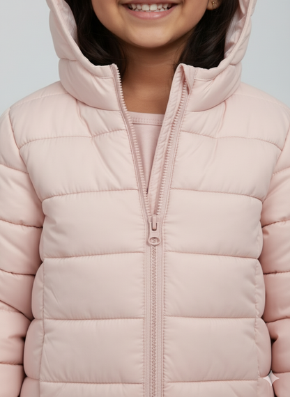 Pale Pink Quilted Jacket For Girl