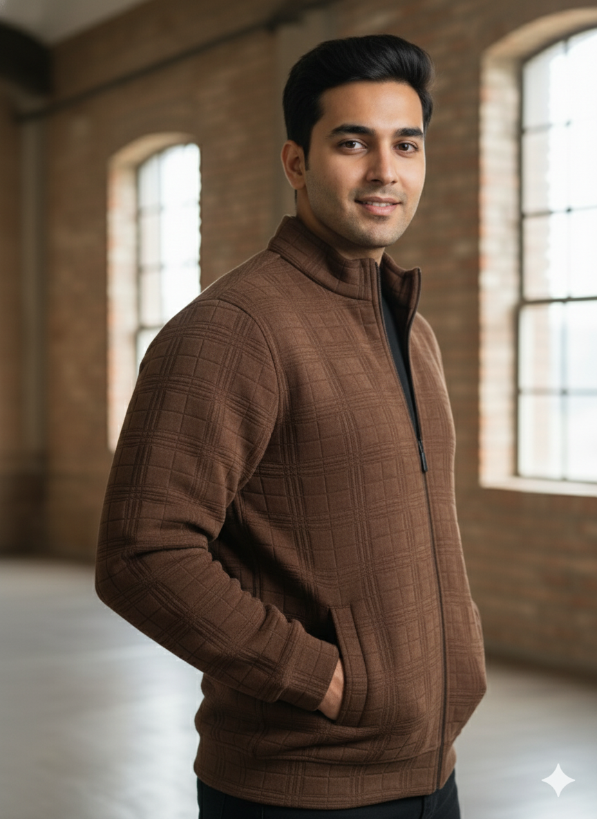 Premium Textured Zip-Up Sweater For Men