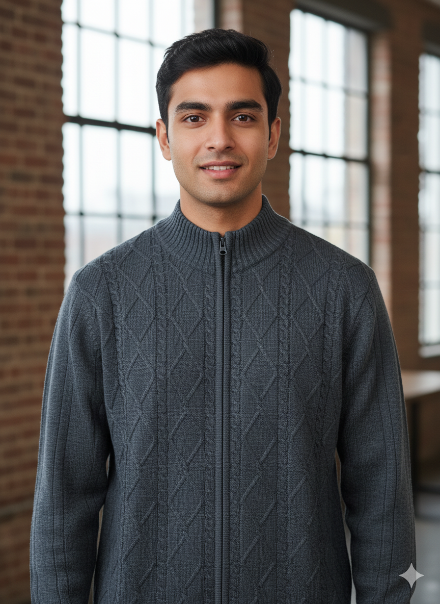 Men’s Classic Full-Zip Knitted Sweater