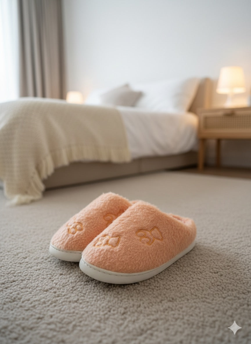 Peach Colored Slip-On Slippers