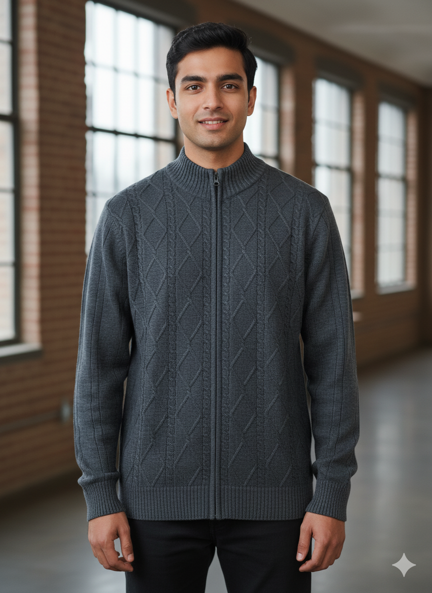 Men’s Classic Full-Zip Knitted Sweater