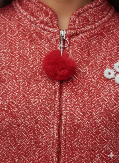 Two-Tone Cable Trim Possum Merino Wool Silk Jacket