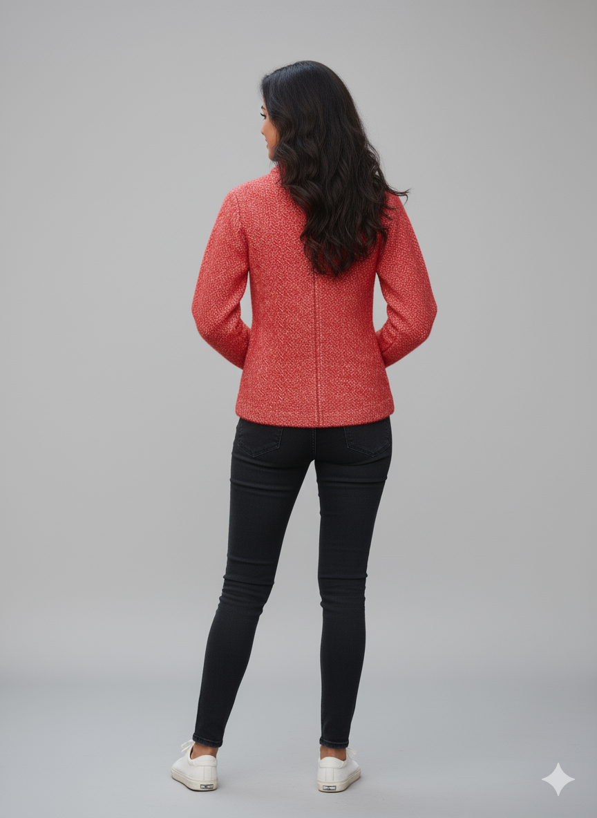 Two-Tone Cable Trim Possum Merino Wool Silk Jacket