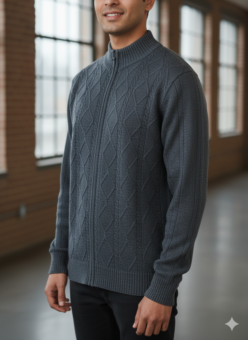 Men’s Classic Full-Zip Knitted Sweater