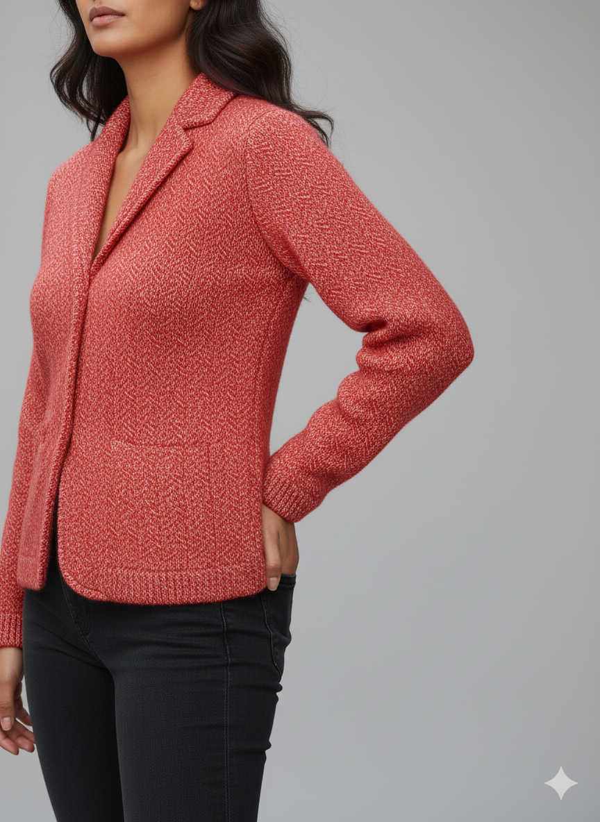 Two-Tone Cable Trim Possum Merino Wool Silk Jacket