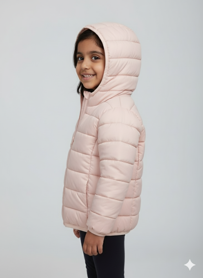 Pale Pink Quilted Jacket For Girl