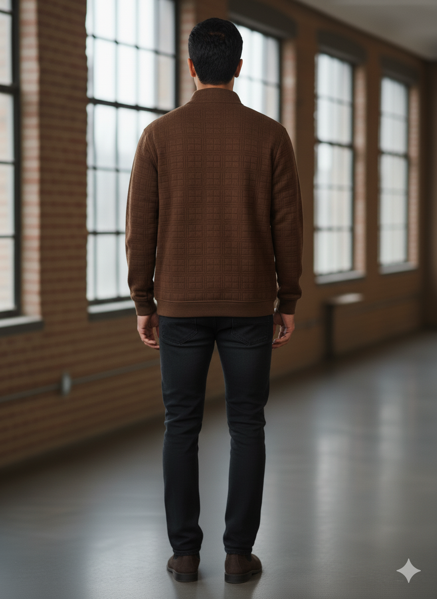 Premium Textured Zip-Up Sweater For Men