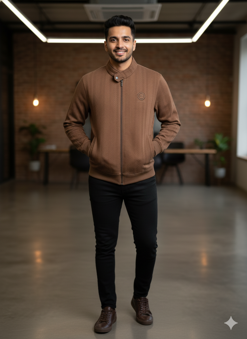 The Monte Carlo Brown Textured Jacket