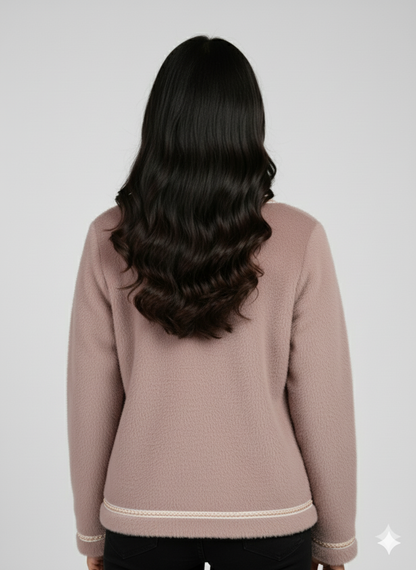 Contrast Trim Pocketed Knit Jacket