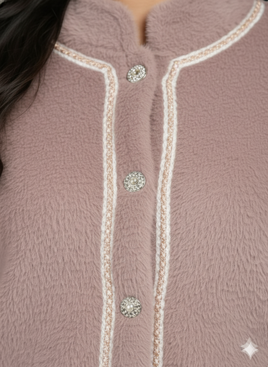 Contrast Trim Pocketed Knit Jacket