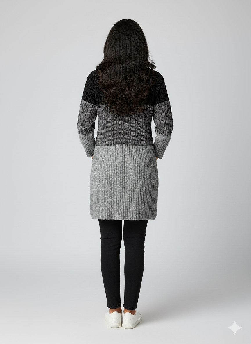 Colour Block Longline Cardigan