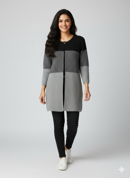 Colour Block Longline Cardigan