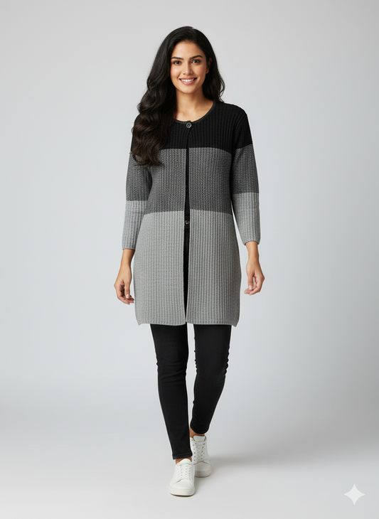 Colour Block Longline Cardigan