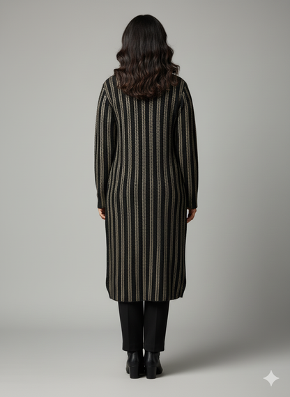 The Black & Gold Striped Knit Duster