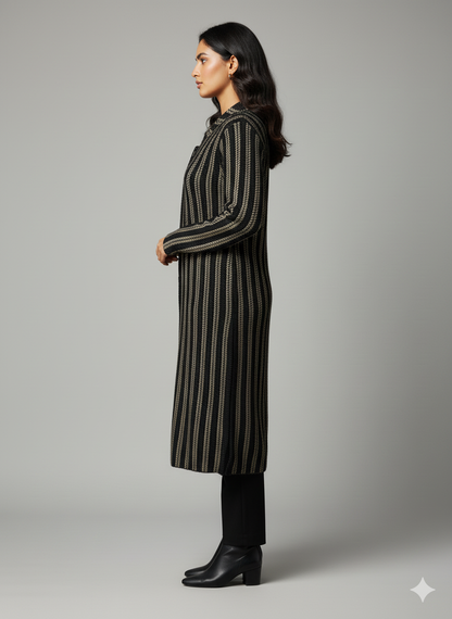 The Black & Gold Striped Knit Duster