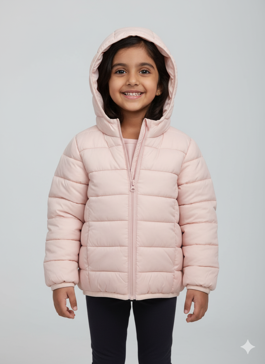 Pale Pink Quilted Jacket For Girl