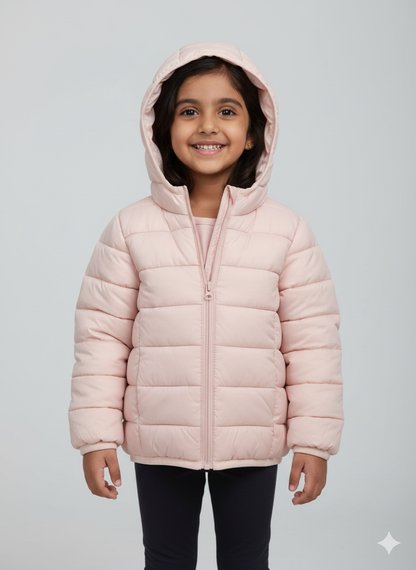 Pale Pink Quilted Jacket For Girl