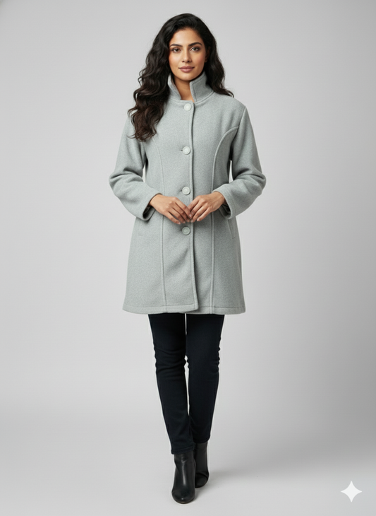 The Chic Grey Stand Collar Coat