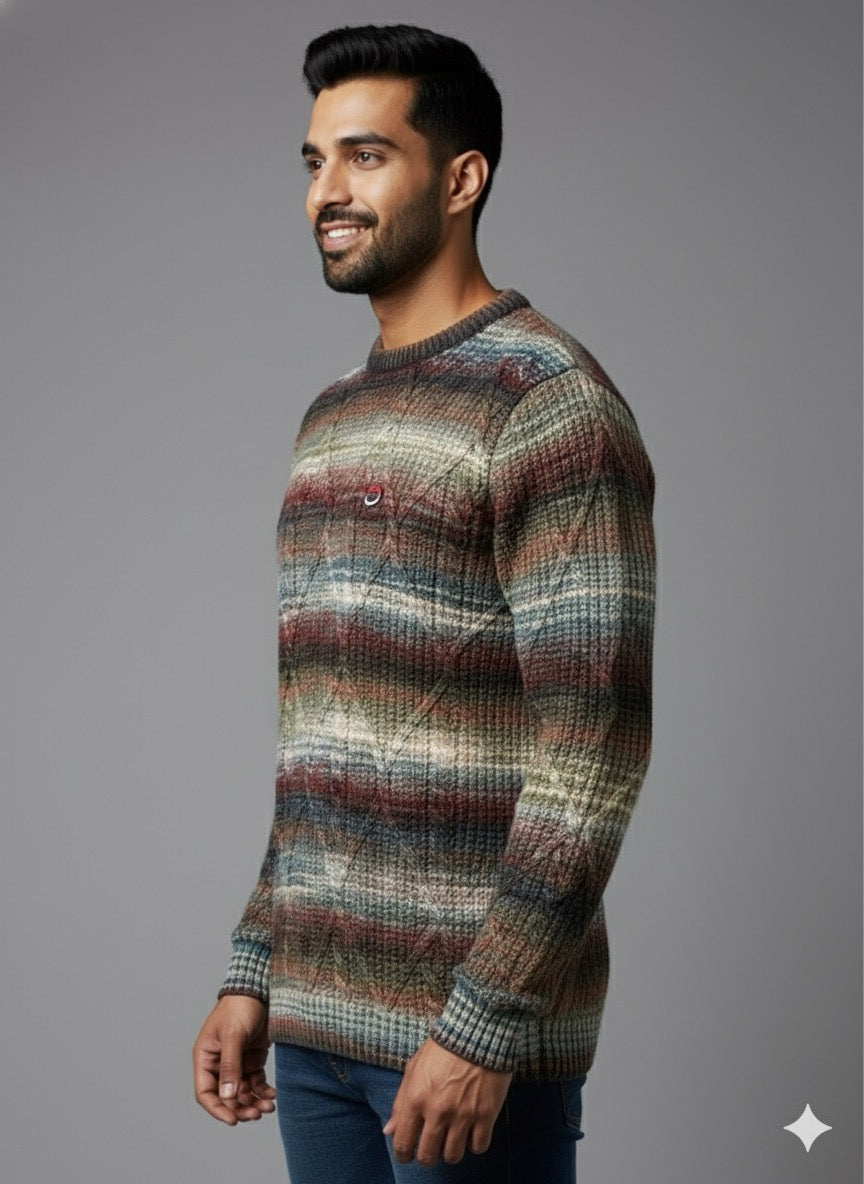 The Multi-Color Diamond Pattern Knit Sweater